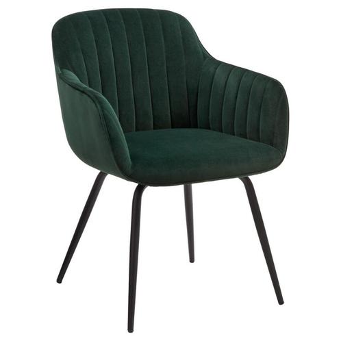 Eetkamerstoel groen velours, Huis en Inrichting, Stoelen, Zo goed als nieuw, Twee, Stof, Overige kleuren, Ophalen