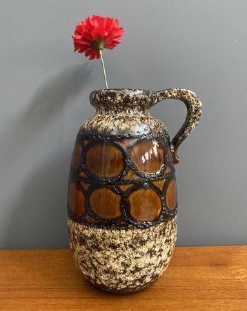 70 jaren D64 SCHEURICH bolle vaas oor bruin glazuur FAT LAVA beschikbaar voor biedingen