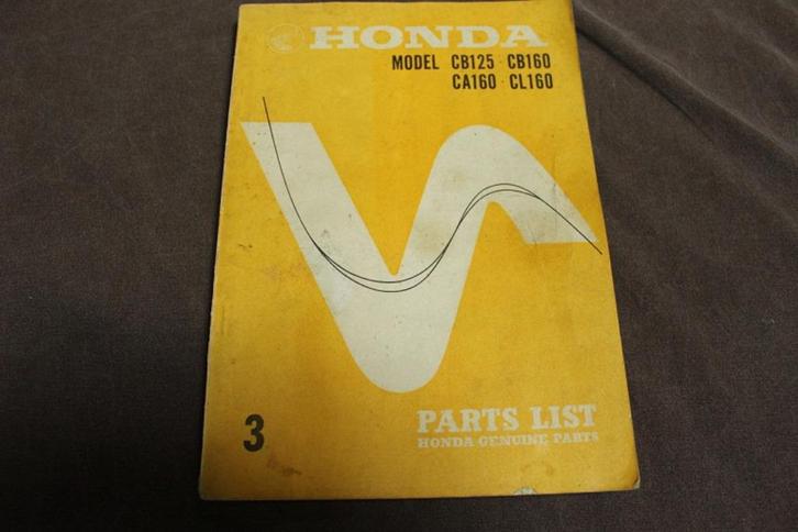 Honda CB125 CB160 CA160 CL160 1968 motorcycle parts list, Motoren, Handleidingen en Instructieboekjes, Honda, Ophalen of Verzenden