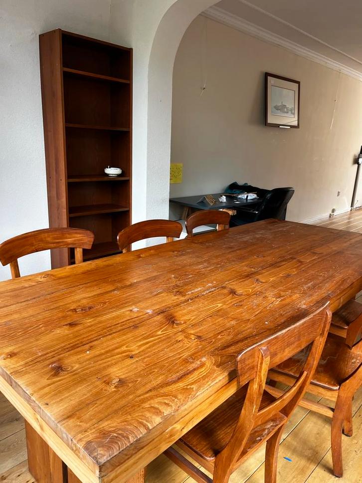 Massieve kloostertafel - 8 personen, Huis en Inrichting, Tafels | Eettafels, Gebruikt, 50 tot 100 cm, 200 cm of meer, Rechthoekig