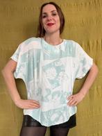 Vintage 90s top / shirt - print M-L wit / groen, Hgv, Ophalen of Verzenden, Vintage, Korte mouw