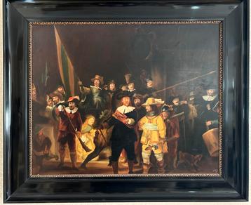 Schilderij De Nachtwacht (olieverf op hout) J. v.d. Valk beschikbaar voor biedingen