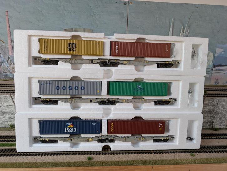 Mehano | Set van 3 Container SGGMRSS 90 | Geen NMBS SNCB NS, Hobby en Vrije tijd, Modeltreinen | H0, Nieuw, Wagon, Gelijkstroom