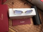 Cartier zonnebril Piccadilly goud blauwe glazen diamant, Zonnebril, Blauw, Nieuw, Ophalen