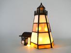 Vuurtoren met huisje lamp in glas in lood tiffany stijl, Ophalen of Verzenden