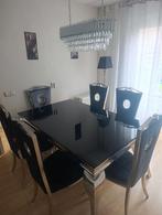 Pronk set tafels en stoelen. Chroom, hard getemperd glas, Huis en Inrichting, Ophalen, 200 cm of meer, 50 tot 100 cm, Rechthoekig
