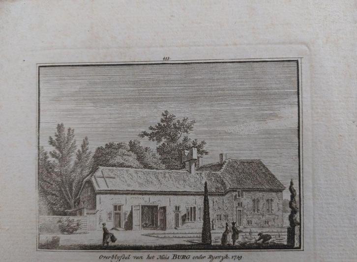 453 / Overblijfsel van Huis Burg onder Rijswijk Oude Gravure, Antiek en Kunst, Kunst | Etsen en Gravures, Ophalen of Verzenden