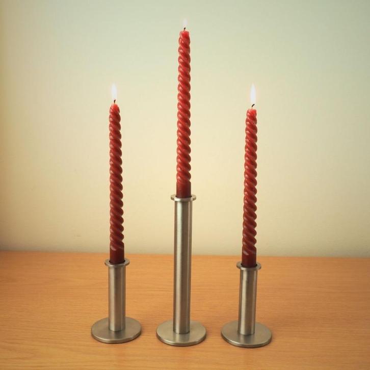 vintage moderne design rvs stalen kandelaren, Huis en Inrichting, Woonaccessoires | Kandelaars en Kaarsen, Gebruikt, Kandelaar