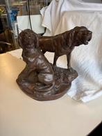 Bronzen beeld met twee honden, Antiek en Kunst, Ophalen, Brons