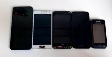 Set van 5 oude mobieltjes met gebreken