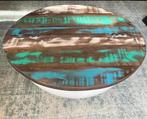 Bijzettafel komvorming massief gerecycled hout, Huis en Inrichting, Ophalen, 50 tot 100 cm, Rond, 50 tot 100 cm