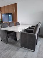 Eettafel met stoelen, Huis en Inrichting, Tafels | Eettafels, Ophalen, Gebruikt, Rechthoekig, 50 tot 100 cm