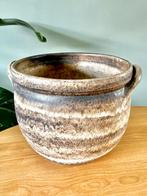 XL vintage ‘70s aardetinten steengoed pot bloempot, Tuin en Terras, Bloempotten, Ophalen, Gebruikt