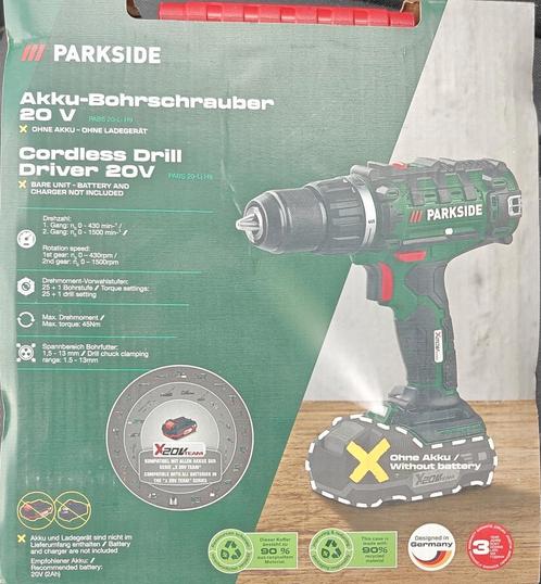 Nieuw in doos, Parkside boor- schroefmachine+accu en lader!, Doe-het-zelf en Verbouw, Gereedschap | Boormachines, Nieuw, Boor- en Schroefmachine