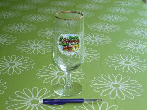 Vintage glas Giethoorn met goudkleurige rand, Verzamelen, Overige Verzamelen, Zo goed als nieuw, Ophalen of Verzenden