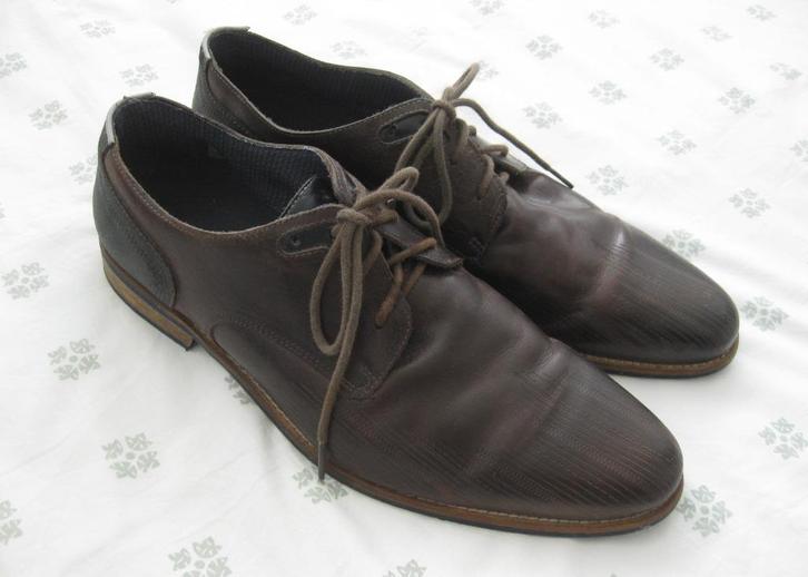 Invito leren herenschoenen, klassiek, bruin met zwart, 46, Kleding | Heren, Schoenen, Zo goed als nieuw, Veterschoenen, Bruin