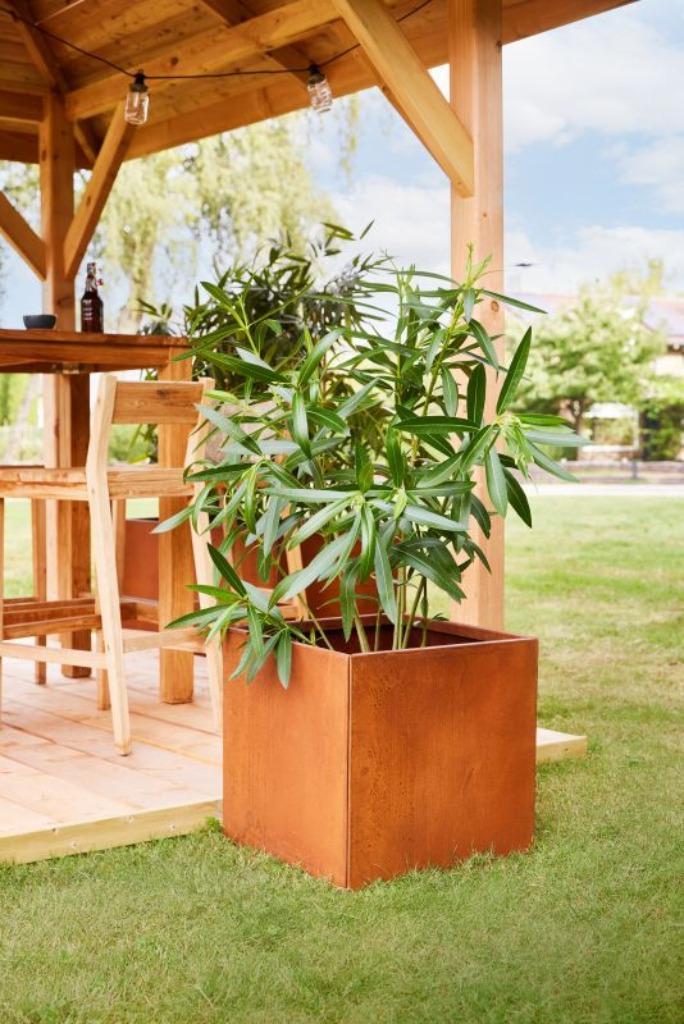 Bloembak cortenstaal 50 x 50 x 50 cm, Tuin en Terras, Bloembakken en Plantenbakken, Nieuw, Metaal, 30 tot 60 cm, Minder dan 60 cm