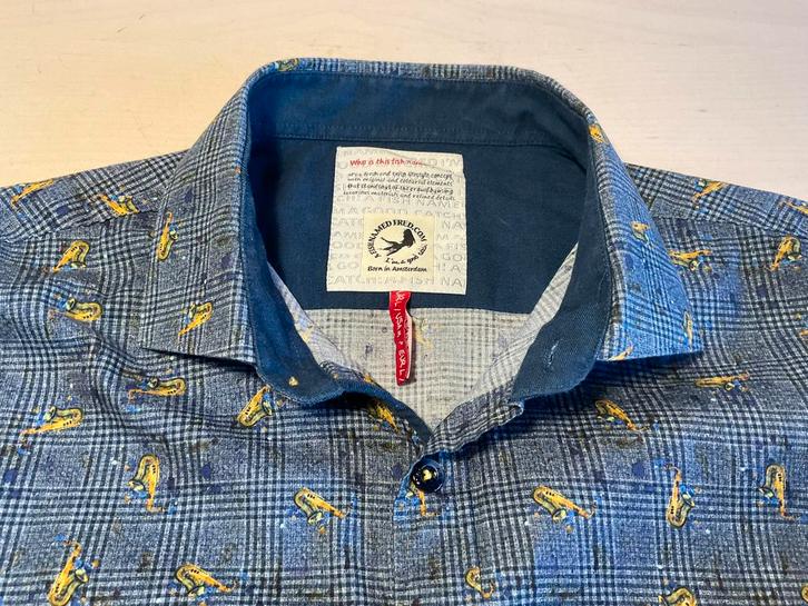 👔 A Fish Named Fred maat L overhemd lange mouw saxofoon, Kleding | Heren, Overhemden, Zo goed als nieuw, Halswijdte 41/42 (L)