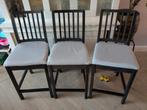 3x barkruk ikea ekedalen donkerbruin/grijs, 3 krukken, Ophalen, Zo goed als nieuw, 60 tot 90 cm