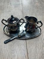 Zilveren Suiker- en Melkstel met Lepel, Antiek en Kunst, Ophalen of Verzenden, Zilver
