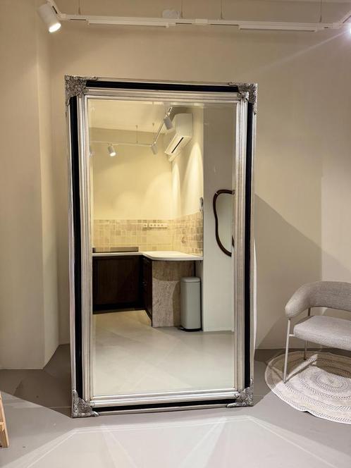 Grote barok spiegel zwart-zilver (230 × 130 cm), Huis en Inrichting, Woonaccessoires | Spiegels, Zo goed als nieuw, 125 cm of meer
