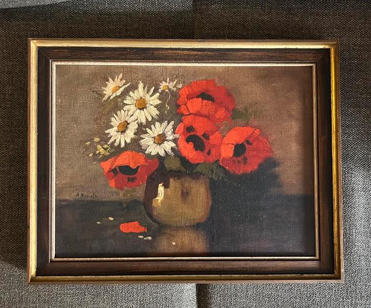 Stilleven A. Roelofs (Albert) olieverf op doek 19e eeuw, Antiek en Kunst, Kunst | Schilderijen | Klassiek, Ophalen of Verzenden