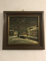 Schilderij 'Winters stadgezicht' ....Delft (?), Antiek en Kunst, Ophalen of Verzenden