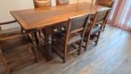 Eettafel  Klooster tafel met 6 stoelen. Afm 203 x 83 cm, Ophalen of Verzenden, Zo goed als nieuw, 75 cm of meer, 150 tot 200 cm