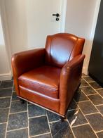 Antieke leren fauteuil, Huis en Inrichting, Fauteuils, Ophalen, Gebruikt, 75 tot 100 cm, Leer