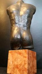 Bronzen beeld naakte man sculptuur torso 2/4, Brons, Ophalen