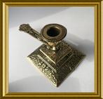 Antieke messing kandelaar , blaker, gezicht, Antiek en Kunst, Ophalen of Verzenden, Koper of Brons