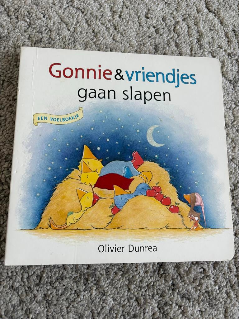 Gonnie & vriendjes gaan slapen - een voelboekje, Boeken, Ophalen of Verzenden, Gelezen, Uitklap-, Voel- of Ontdekboek, 1 tot 2 jaar