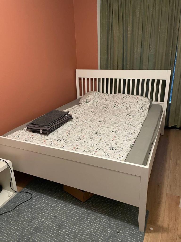 IKEA Double IDANÄS bed met been matras, Ophalen, Wit, 200 cm, 160 cm