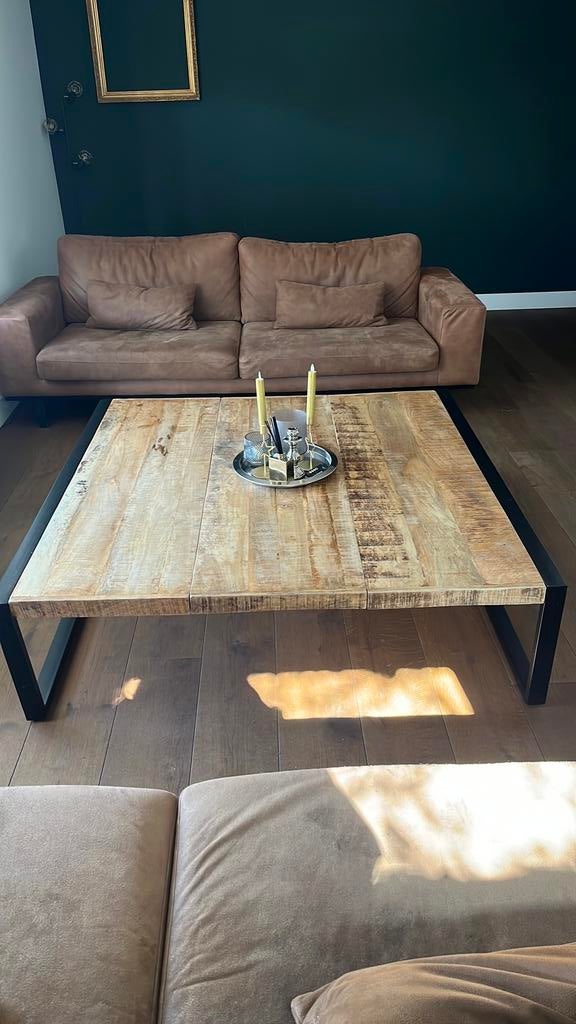 Salontafel met zwart onderstel 1.40 x 1.40, Ophalen, Overige materialen, Zo goed als nieuw, Minder dan 50 cm