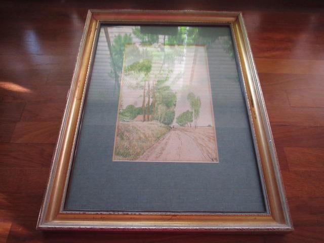 Oude tekening in paspartout., Antiek en Kunst, Ophalen