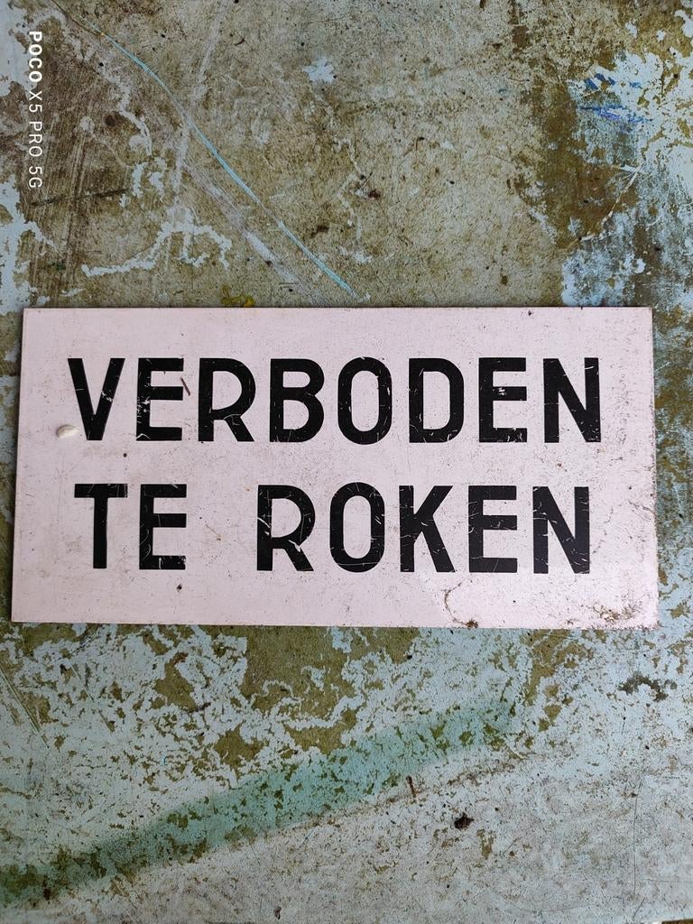 Leuk oud verboden te roken bordje, Ophalen of Verzenden, Gebruikt, Reclamebord