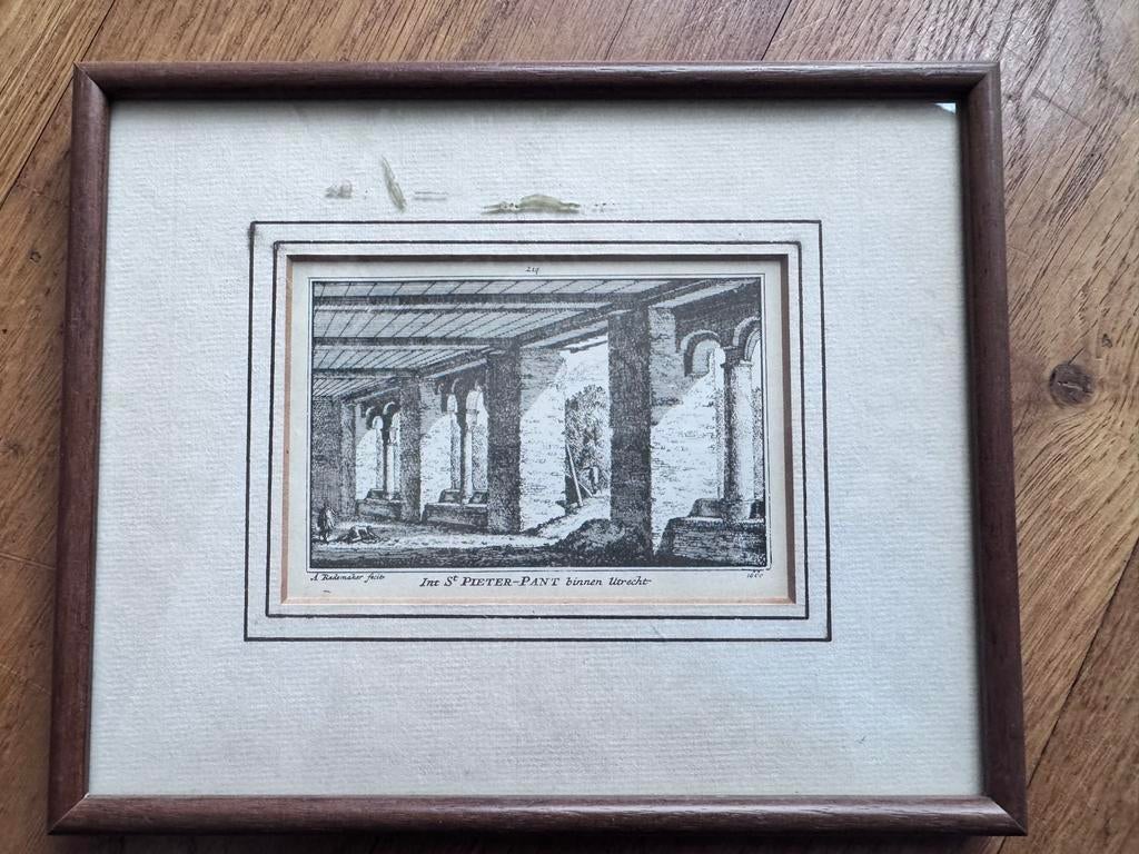 Kopergravure Int. St Pieter-Pant binnen Utrecht - A. Rademak, Antiek en Kunst, Kunst | Etsen en Gravures, Ophalen of Verzenden