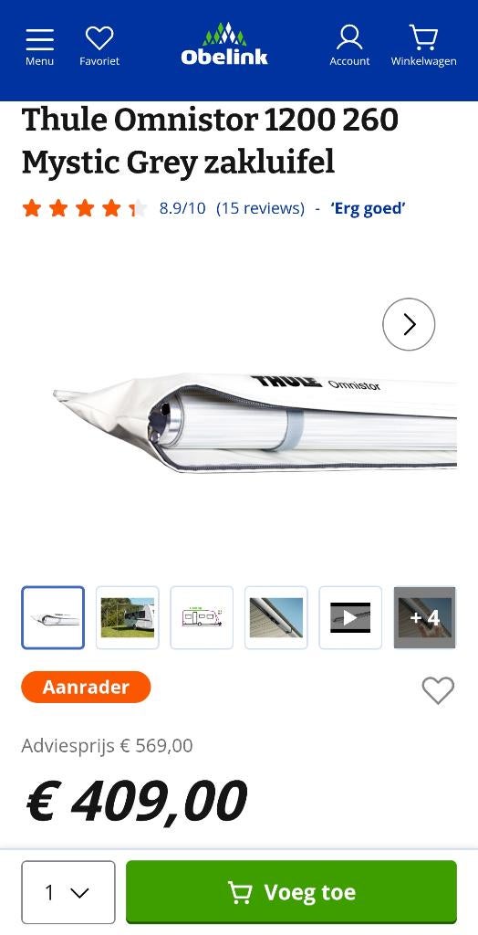 Thule zakluifel 260, Ophalen, Zo goed als nieuw