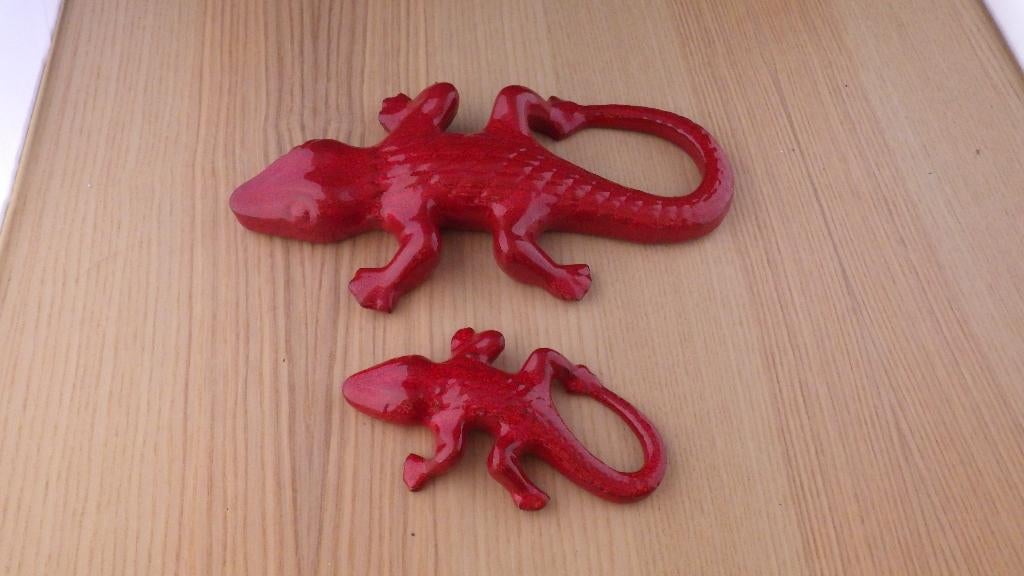 jaren '70 salamanders van keramiek in de kleur rood, Ophalen of Verzenden, Huis en Inrichting