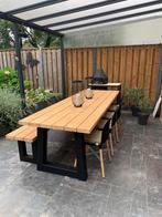 DouglasTuintafel met stalen poot recht rond ovaal, Tuin en Terras, Tuintafels, Ophalen, Nieuw, Rechthoekig, Hout
