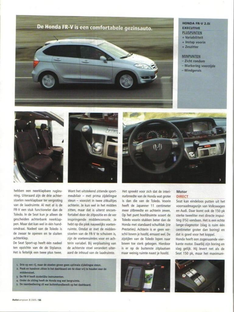 Autokampioen dubbeltest Seat Toledo en Honda FR-V 2005, Boeken, Auto's | Folders en Tijdschriften, Ophalen of Verzenden, Gelezen