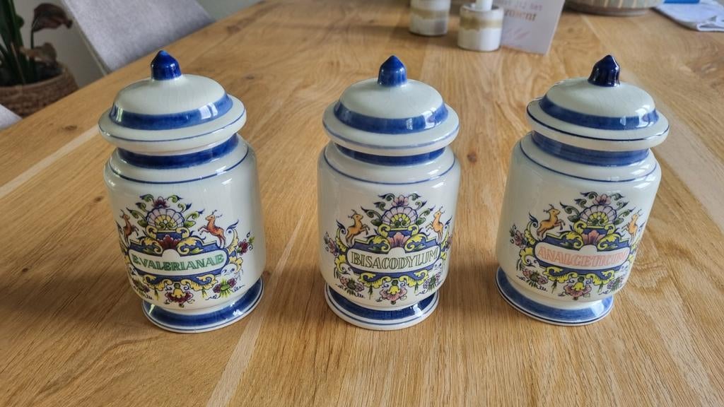 Set van 3 Apothekerspotjes 't Delftsche Huys, Ophalen of Verzenden