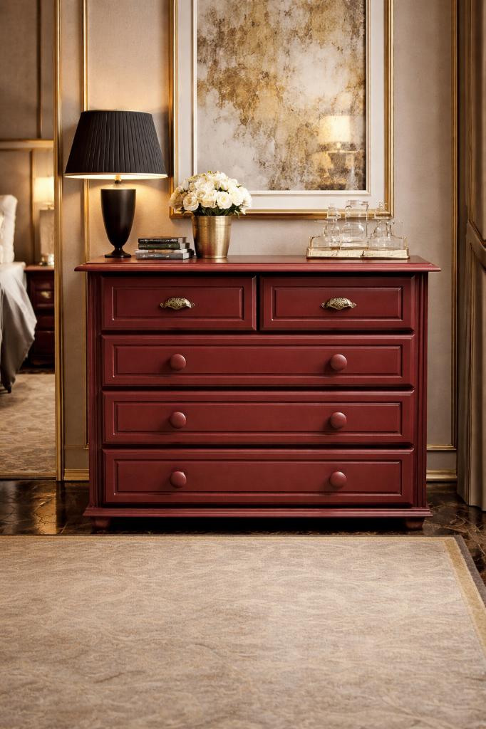 Prachtig mooie sfeervolle Burgundy Wine commode lade kast, Kinderen en Baby's, Kinderkamer | Commodes en Kasten, Zo goed als nieuw