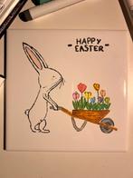 Handgeschilderd haasje keramiek tegeltje (15x15cm), Ophalen of Verzenden