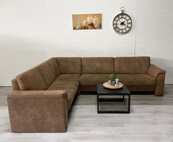 Hoekbank Cognac - Topstaat & Direct leverbaar, Huis en Inrichting, Banken | Bankstellen, Zo goed als nieuw, Hoekbank, Vierpersoons of meer