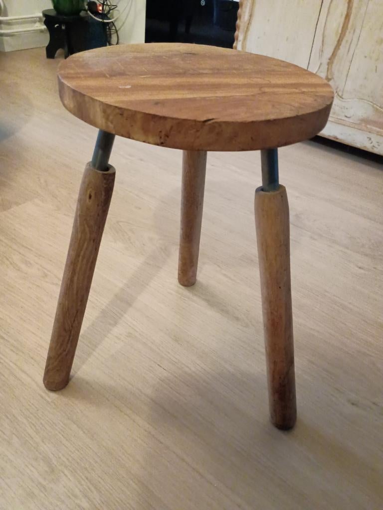 Unieke Teakhouten Kruk - Art Generation, Ophalen, Zo goed als nieuw, Hout