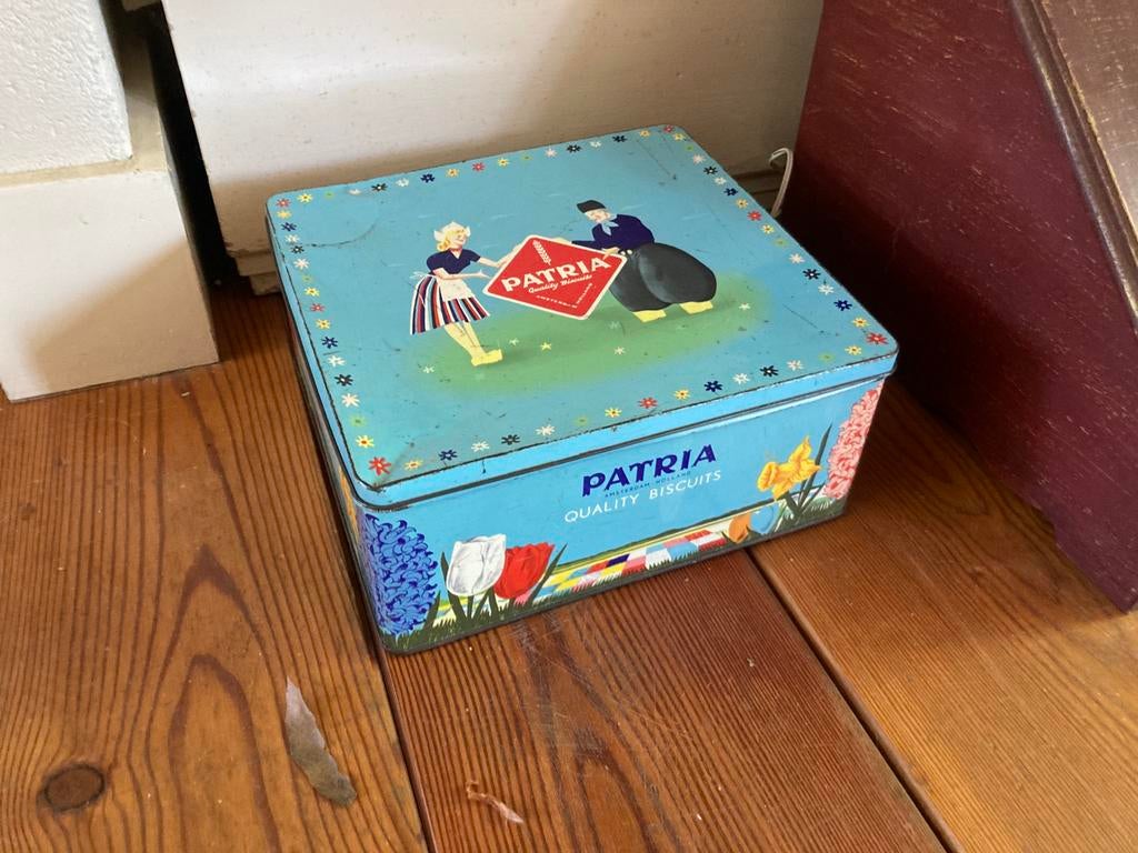 Vintage blikken trommel, Verzamelen, Blikken, Ophalen of Verzenden, Gebruikt, Overige