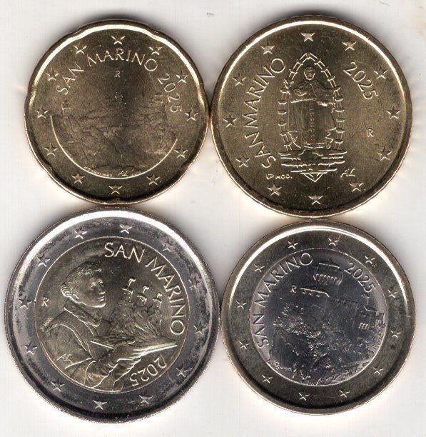 20 Eurocent t/m 2 euro San Marino 2025 - UNC (4 munten), Postzegels en Munten, Munten | Europa | Euromunten, Verzenden, San Marino