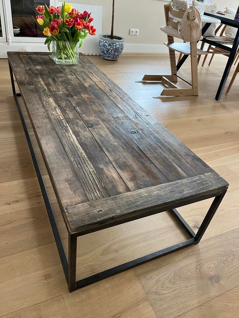 Industriële salontafel, Ophalen, Gebruikt, 50 tot 100 cm, 150 tot 200 cm