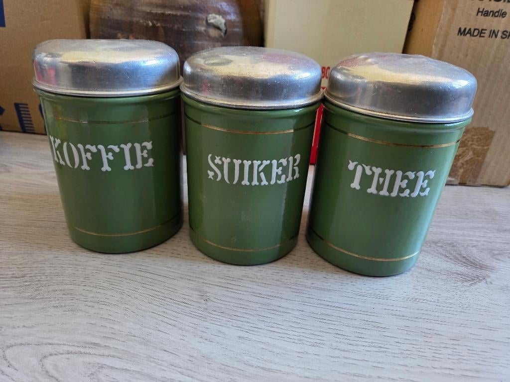 Emaille koffie suiker thee, Ophalen of Verzenden